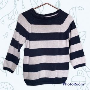 H&M striped sweater white and navy blue. Size 1/2-2Y